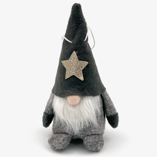Bild på Hängande tomte i filttyg (16 cm, grå)
